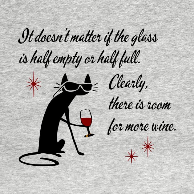 Room for More Wine Funny Quote with Black Cat by k8company